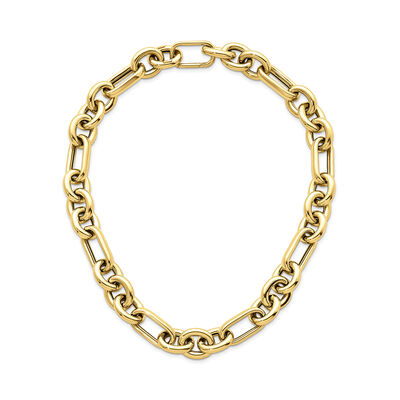 Italian 14kt Yellow Gold Alternating-Link Necklace