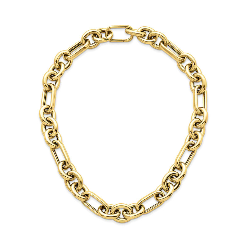 Italian 14kt Yellow Gold Alternating-Link Necklace. 18" image number 1