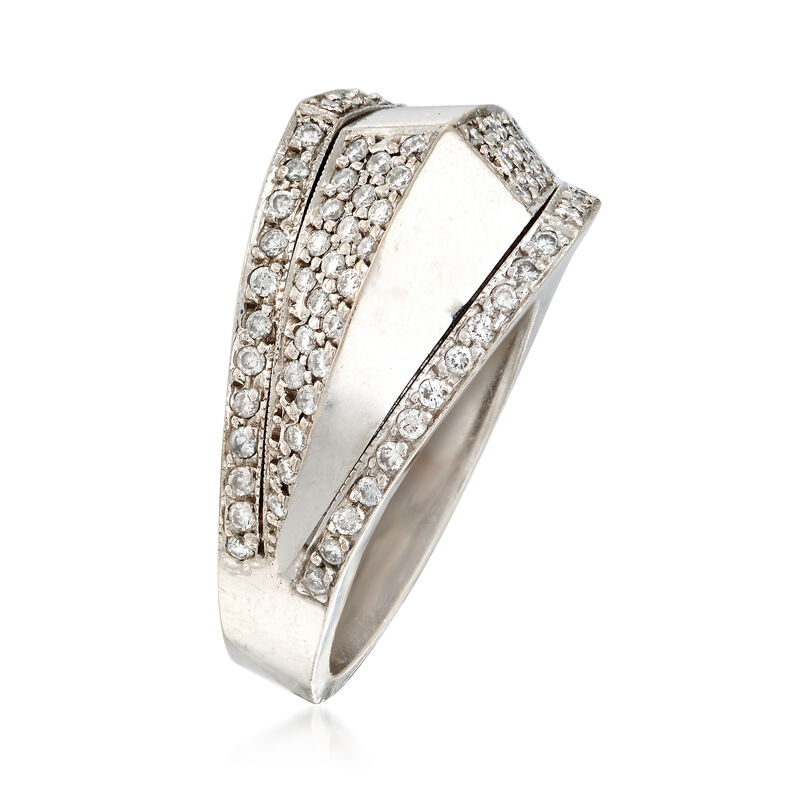C. 1980 Vintage .75 ct. t.w. Diamond Geometric Ring in 18kt White Gold image number 2