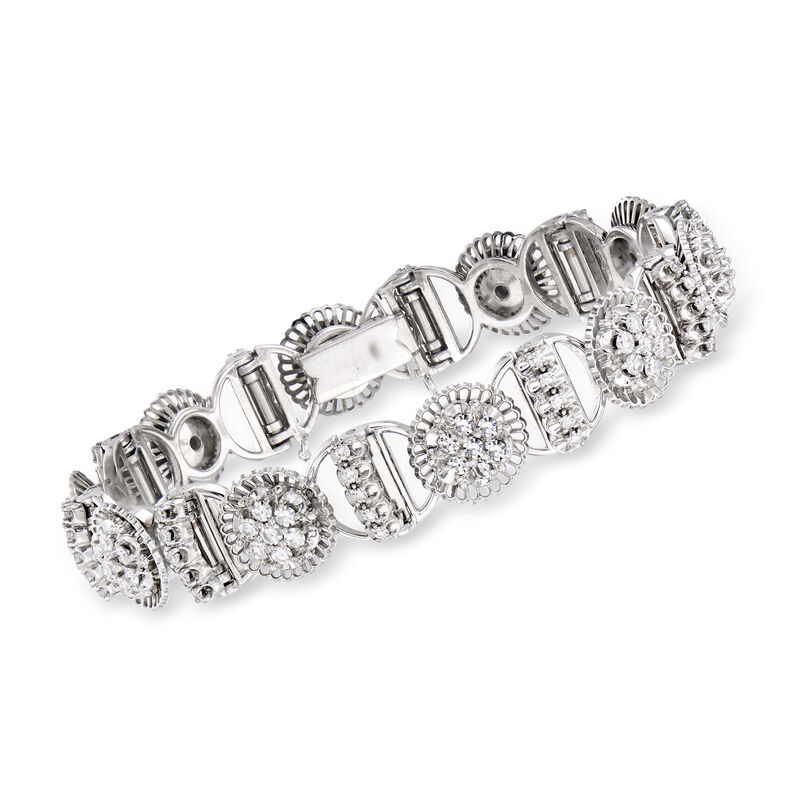 C. 1970 Vintage 2.80 ct. t.w. Diamond Section Bracelet in 18kt White Gold. 6.5&quot; image number 0