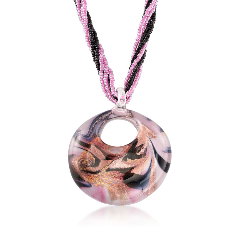 Italian Multicolored Murano Bead Pendant Necklace in 18kt Gold Over Sterling. 18&quot; image number 1