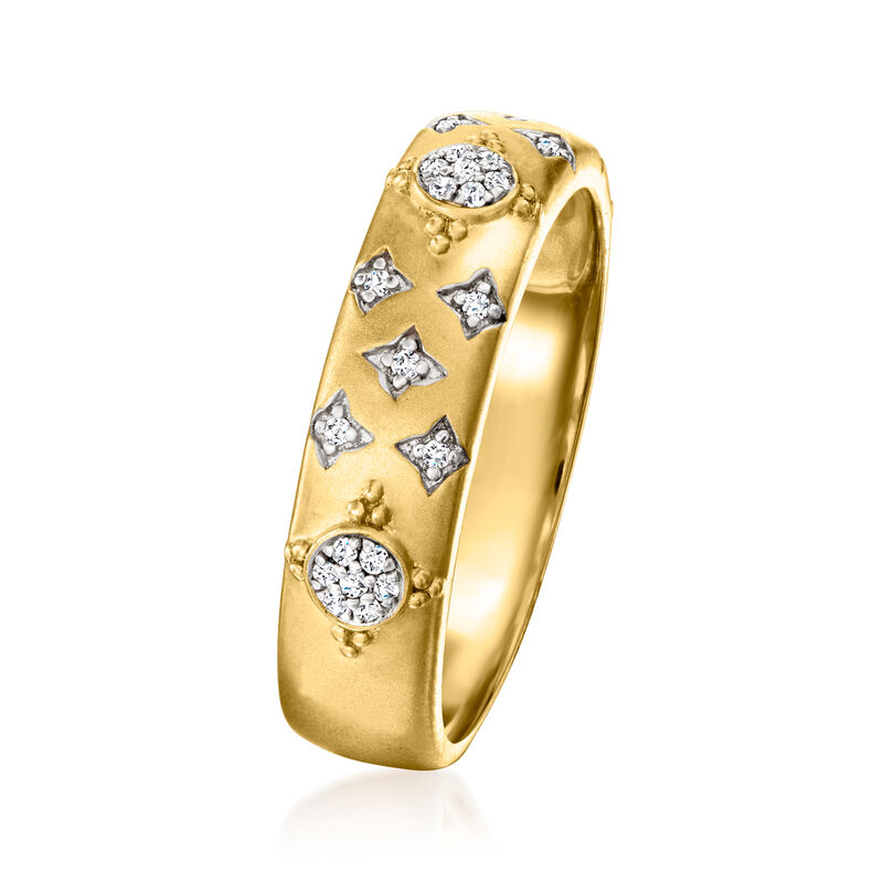 .10 ct. t.w. Diamond Star-Pattern Ring in 18kt Gold Over Sterling image number 1
