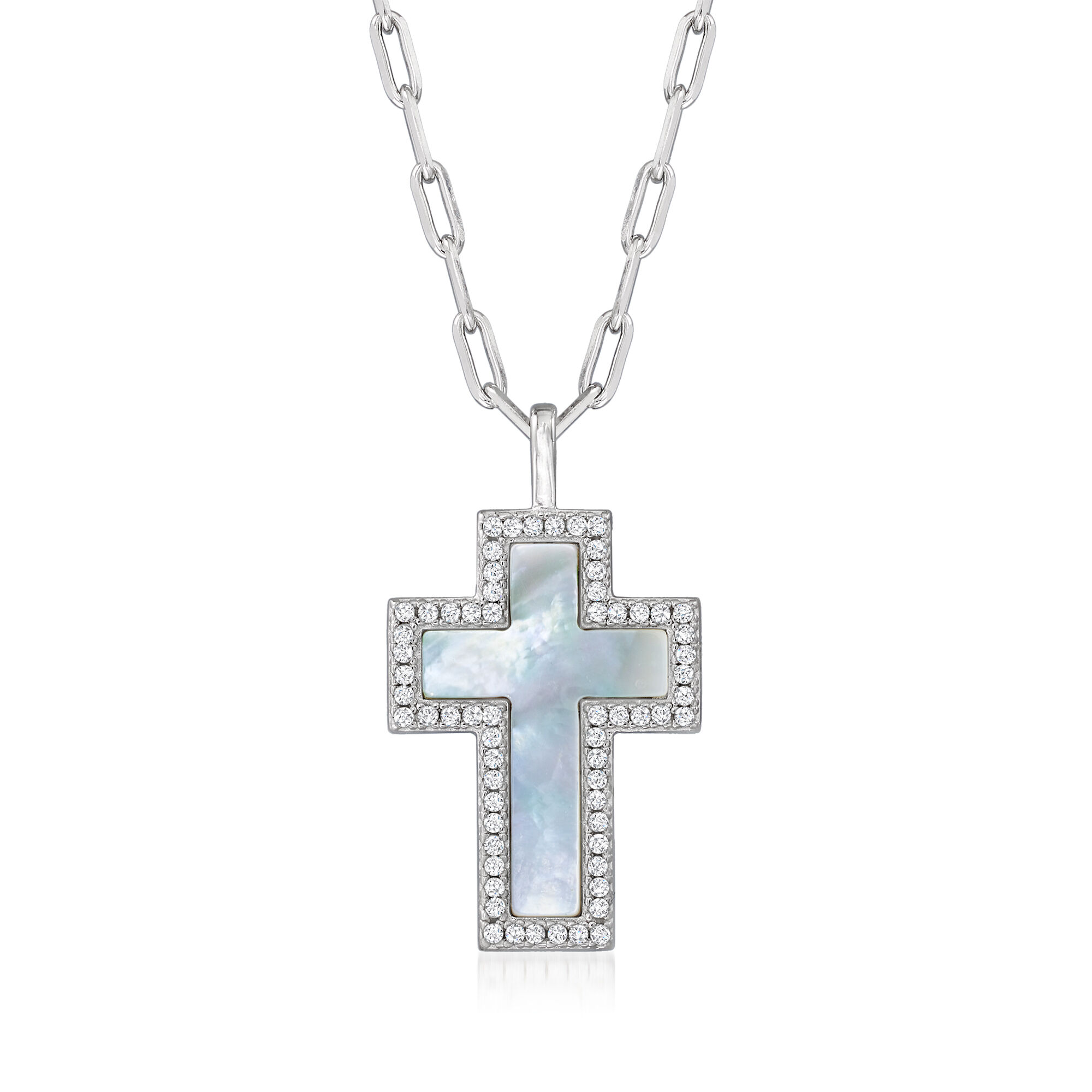 Charles Garnier Mother-of-Pearl and .32 ct. t.w. CZ Cross