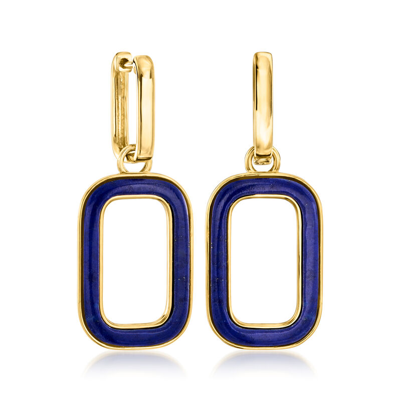 Lapis Paper Clip Link Drop Earrings in 18kt Gold Over Sterling image number 0
