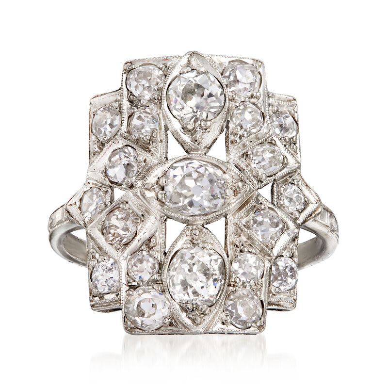 C. 1940 Vintage 1.80 ct. t.w. Diamond Dinner Ring in Platinum image number 0