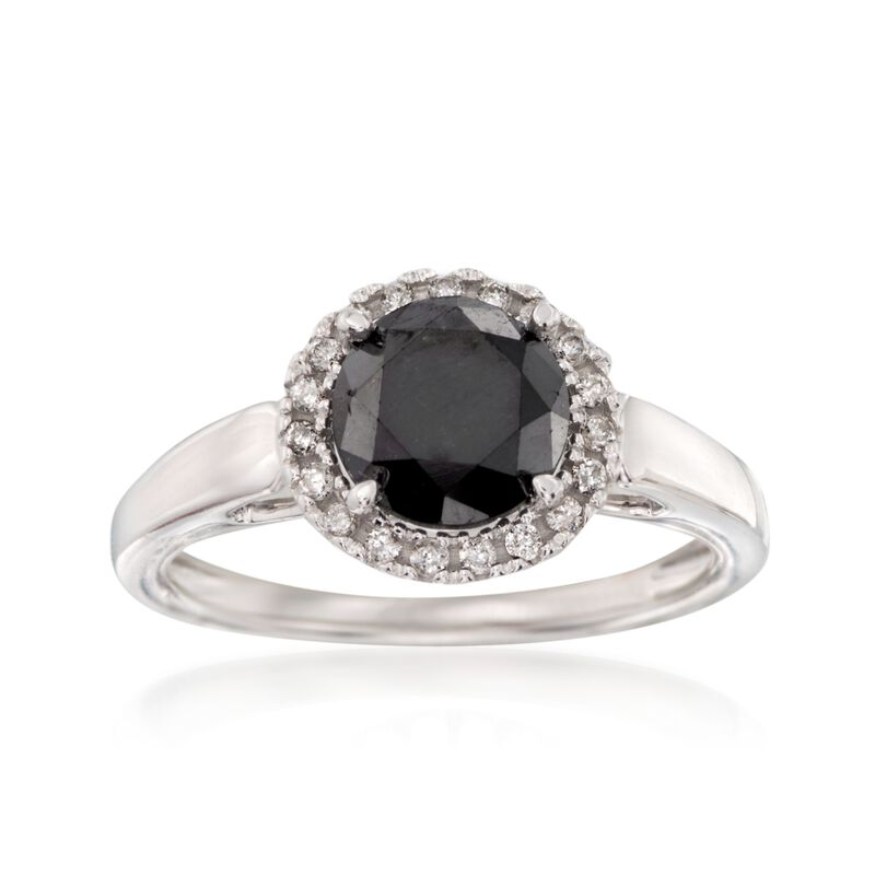 2.00 Carat Black Diamond Ring with .13 ct. t.w. White Diamonds in 14kt White Gold image number 0