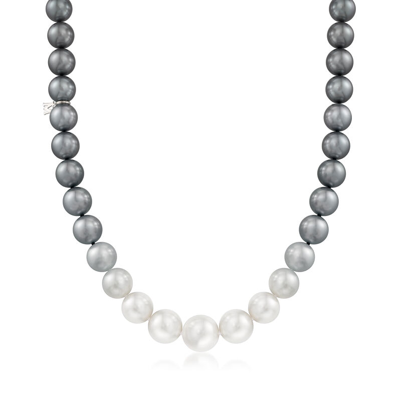 Mikimoto 9.2-13.9mm Multicolored South Sea Pearl Ombre Necklace with 18kt White Gold and Diamond Accent. 17.75&quot; image number 0