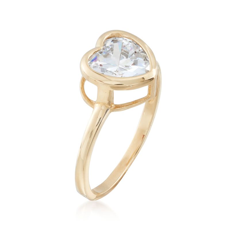 1.75 Carat CZ Heart Solitaire Ring in 14kt Yellow Gold image number 2