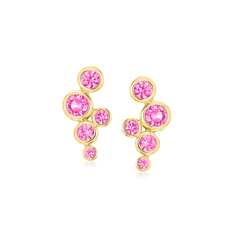 .90 ct. t.w. Lab-Grown Pink Sapphire Bubble Earrings in 18kt Gold Vermeil  image number 0