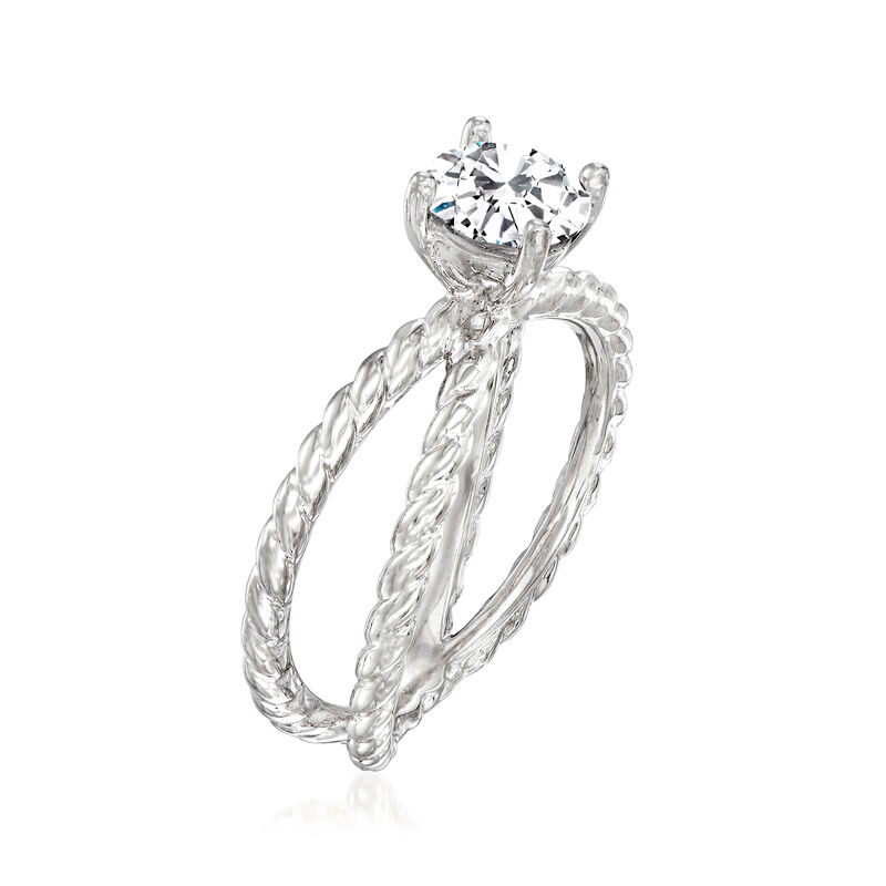 14kt White Gold Twisted Split-Shank Engagement Ring Setting image number 2