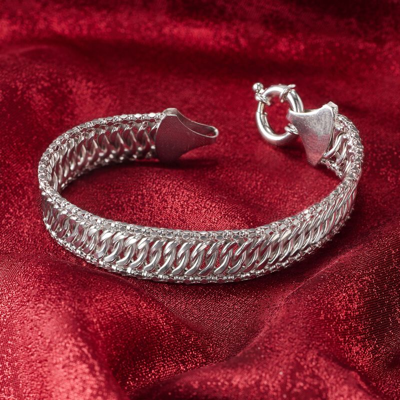 Italian Sterling Silver Multi-Chain Link Bracelet image number 5