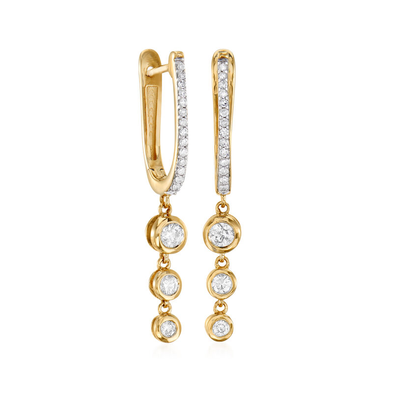 .29 ct. t.w. Graduated Bezel-Set Diamond Drop Earrings in 14kt Yellow Gold image number 2