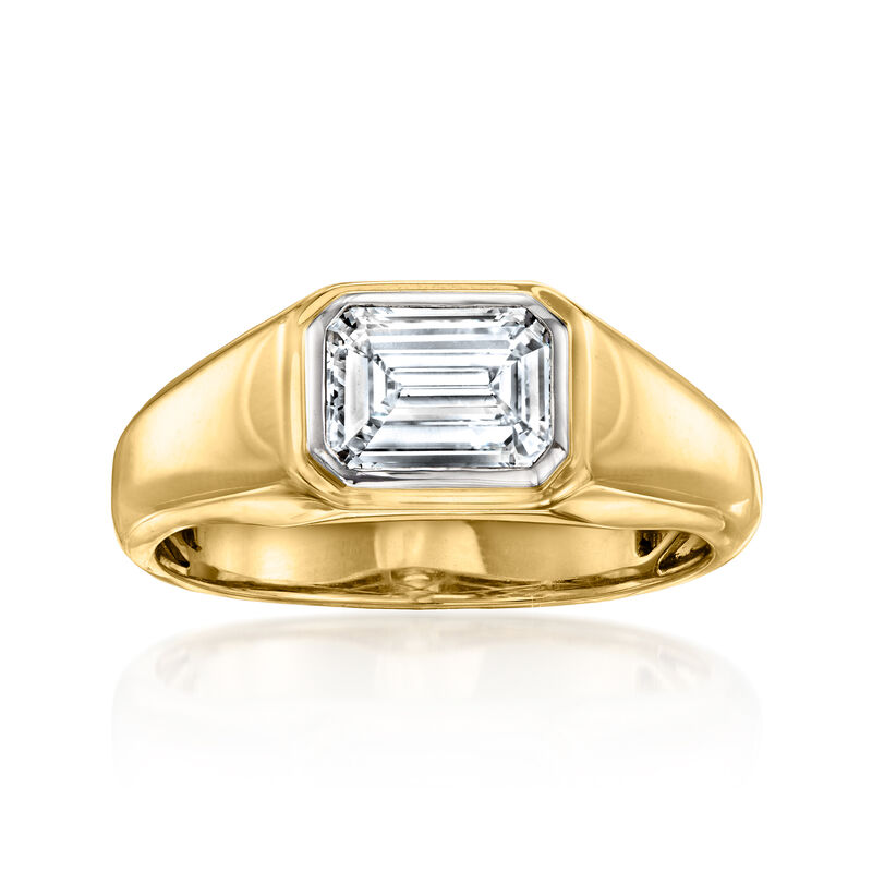 Men's 2.00 Carat Emerald-Cut Lab-Grown Diamond Ring in 14kt Yellow Gold image number 0