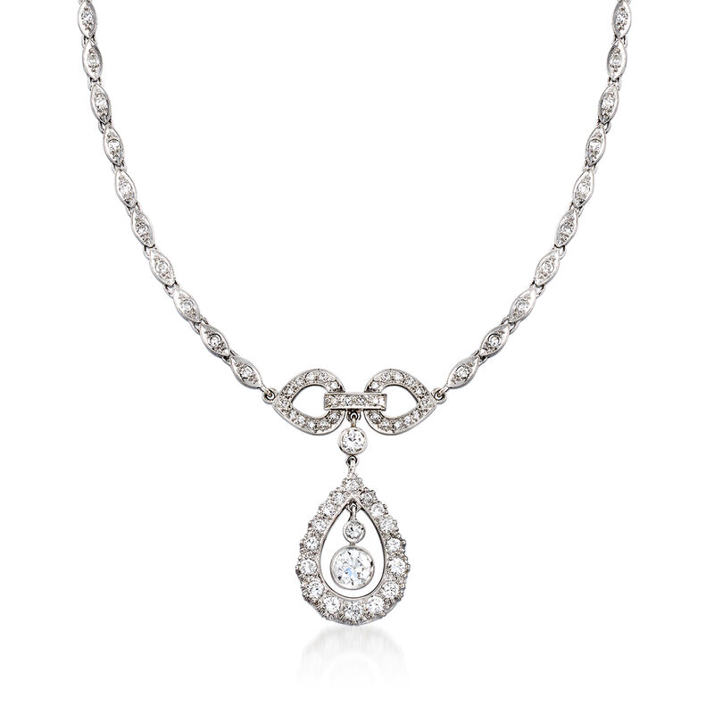 C. 1970 Vintage 3.40 ct. t.w. Diamond Drop Necklace in 14kt White Gold image number 0