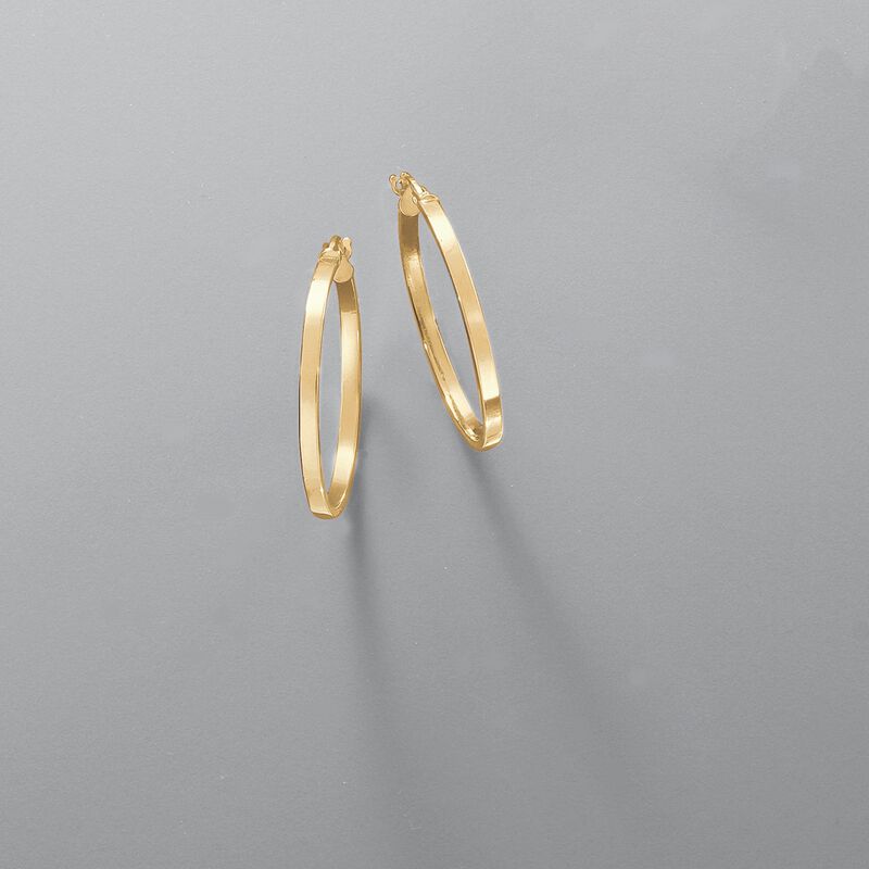 Italian 14kt Yellow Gold Hoop Earrings. 1 1/8&quot; image number 3