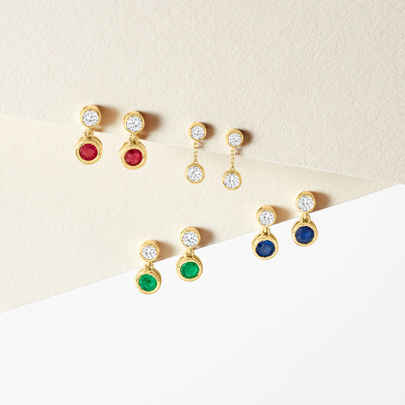 .50 ct. t.w. Emerald and .25 ct. t.w. Diamond Drop Earrings in 14kt Yellow Gold image number 2