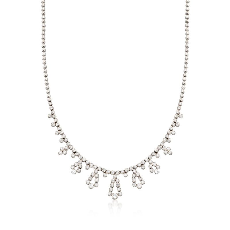 C. 1990 Vintage 3.75 ct. t.w. Diamond Drop Station Necklace in 18kt White Gold image number 0