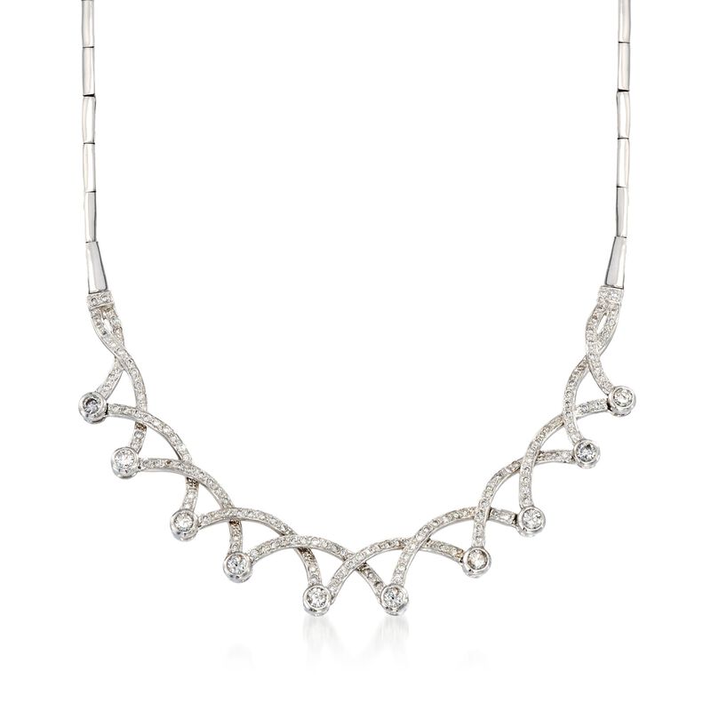 C. 1970 Vintage 2.75 ct. t.w. Diamond Necklace in 18kt White Gold. 16.75&quot; image number 1