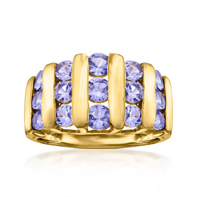 2.10 ct. t.w. Tanzanite Ring in 18kt Gold Over Sterling