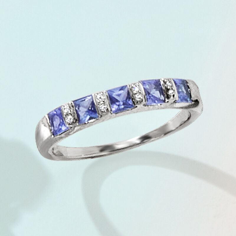 .70 ct. t.w. Tanzanite Ring with Diamonds in Sterling Silver image number 4