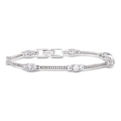 2.75 ct. t.w. CZ Station Bracelet in Sterling Silver