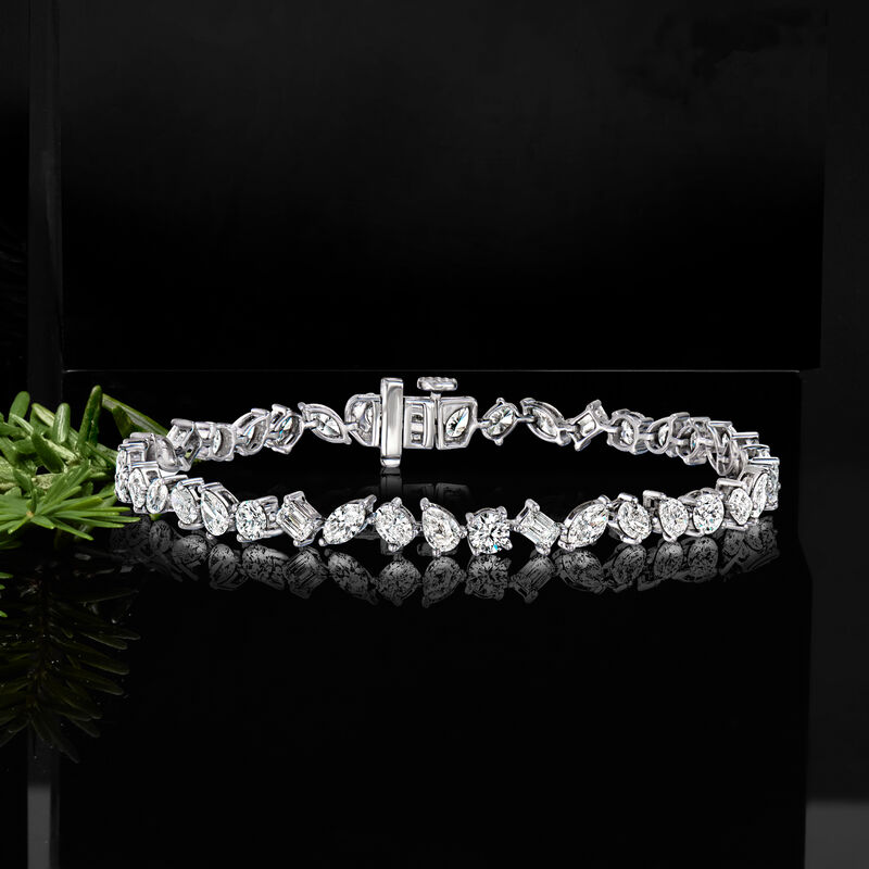 7.00 ct. t.w. Multi-Shaped Lab-Grown Diamond Tennis Bracelet in 14kt White Gold image number 2