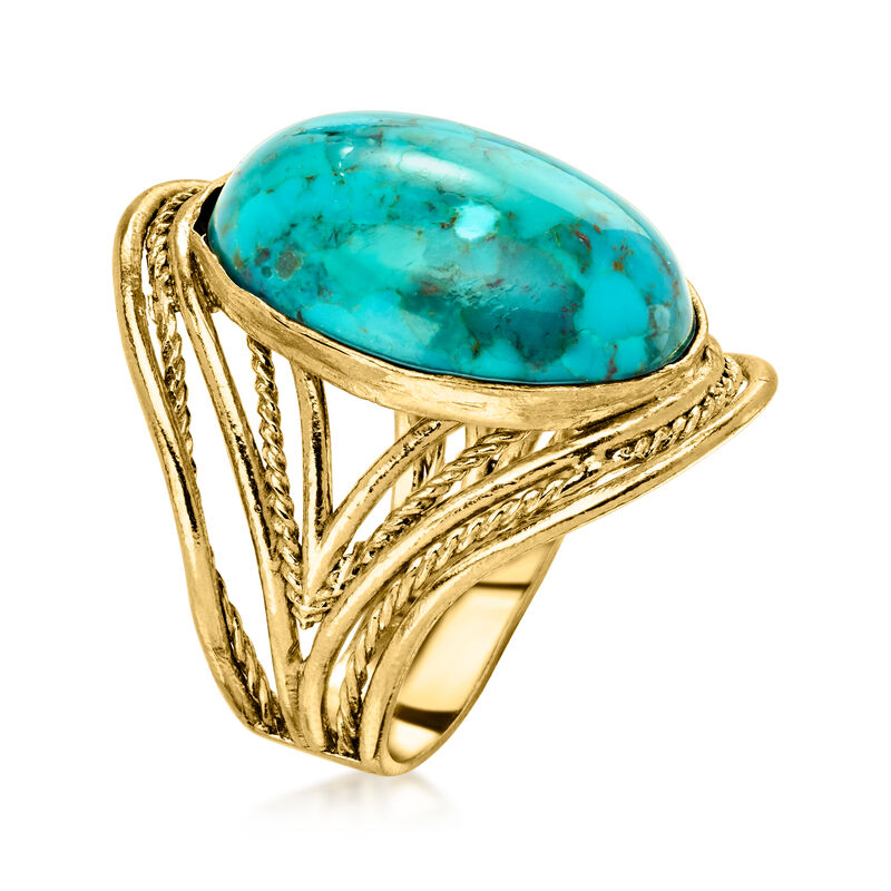 Turquoise Ring in 18kt Gold Over Sterling image number 2