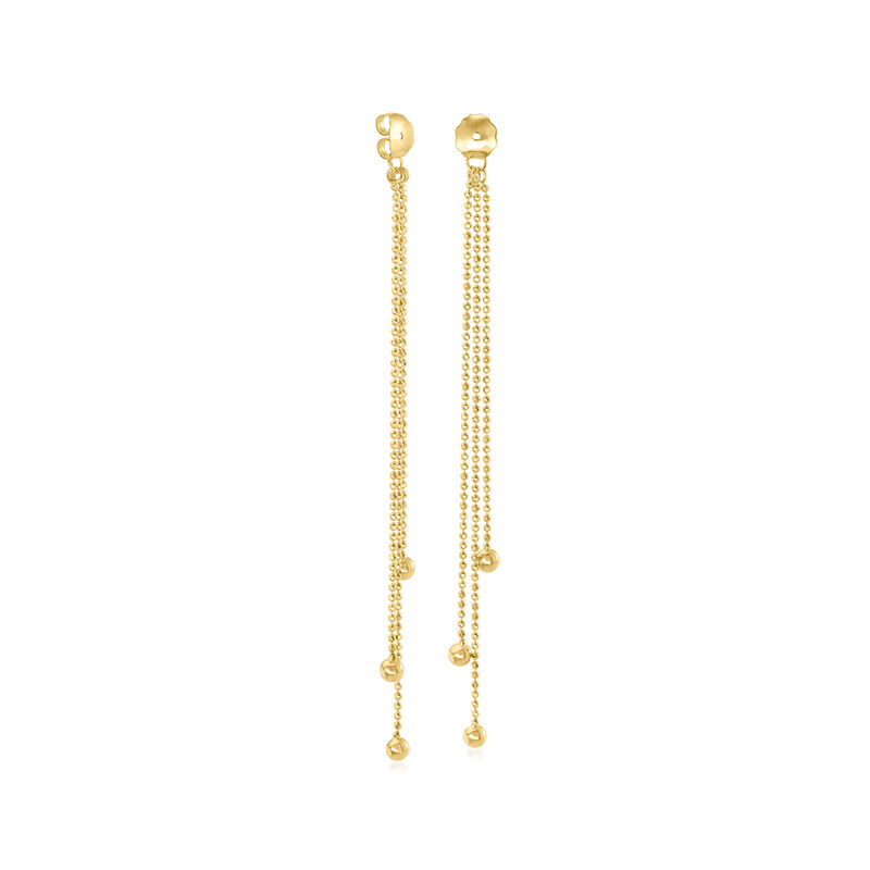 14kt Yellow Gold Beaded Tassel Earring Jackets image number 4
