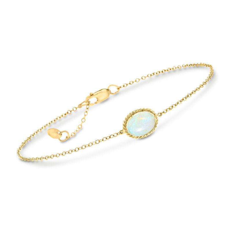 Australian Opal Roped-Edge Bracelet in 14kt Yellow Gold. 7&quot; image number 0