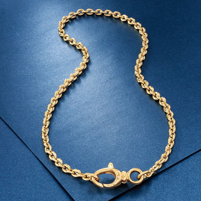 Italian Andiamo 5mm 14kt Yellow Gold Rounded Cable Chain Necklace image number 3