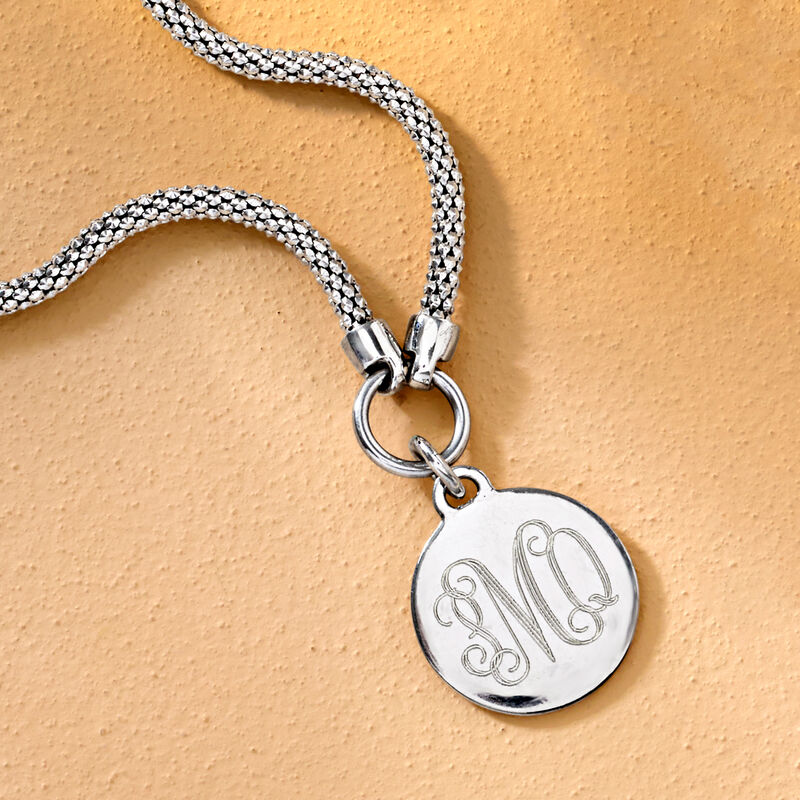 Sterling Silver Personalized Disc Necklace image number 3