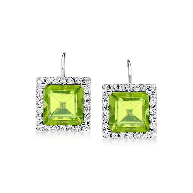 C. 1990 Vintage 3.90 ct. t.w. Peridot Drop Earrings with .50 ct. t.w. Diamonds in 14kt White Gold image number 0