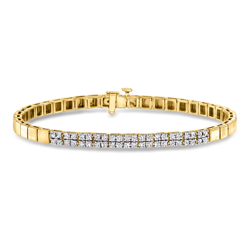 1.00 ct. t.w. Diamond Square-Link Bracelet in 18kt Gold Over Sterling. 7" image number 0