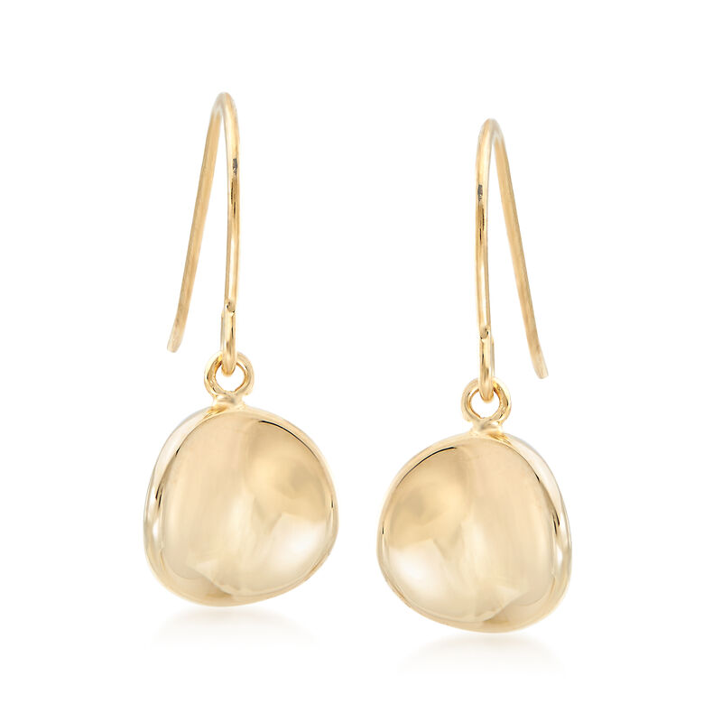 14kt Yellow Gold Concave Disc Drop Earrings image number 0