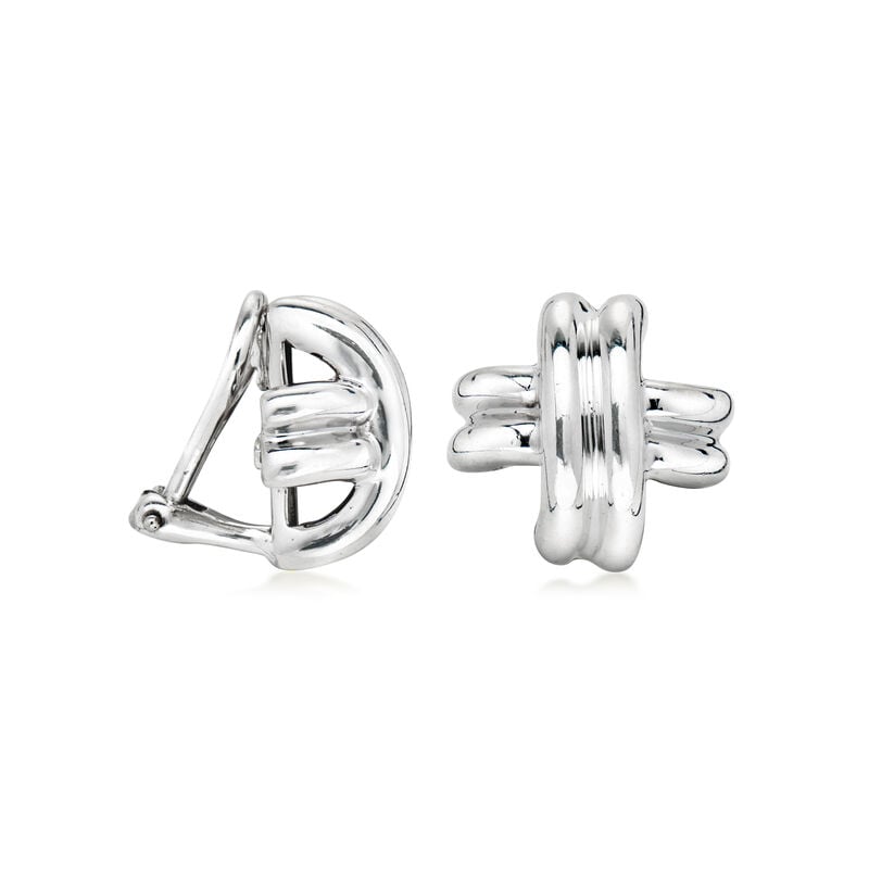 C. 2000 Vintage Tiffany Jewelry Sterling Silver X Clip-On Earrings image number 2