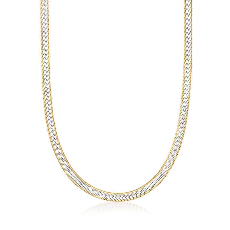 Italian Two-Tone Sterling Silver Herringbone Necklace image number 0