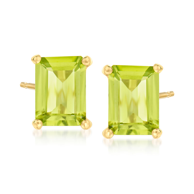 3.00 ct. t.w. Peridot Stud Earrings in 18kt Gold Over Sterling image number 0