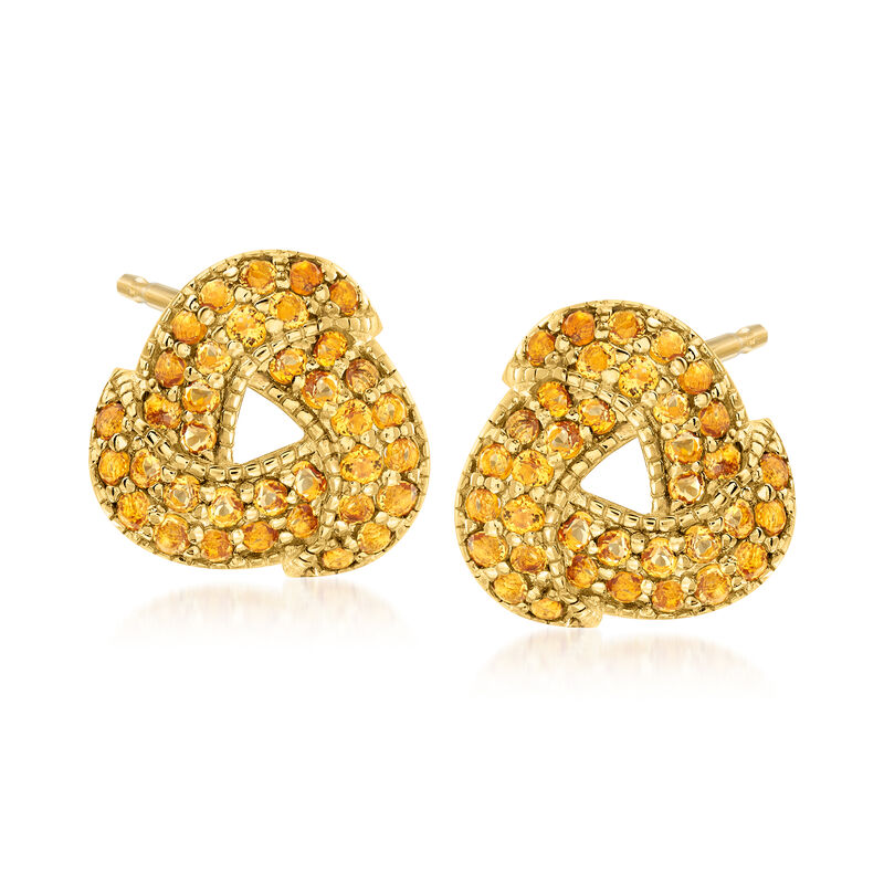 1.50 ct. t.w. Citrine Love Knot Earrings in 18kt Gold Over Sterling image number 0
