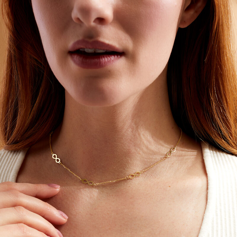 Italian 14kt Yellow Gold Infinity Station Link Necklace image number 4