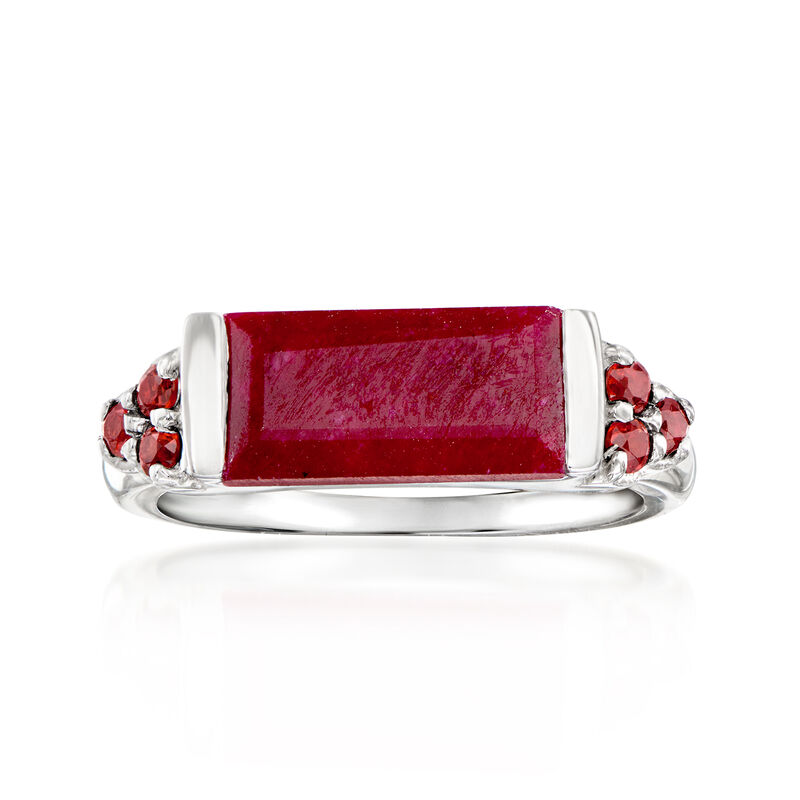 3.50 Carat Ruby and .10 ct. t.w. Garnet Ring in Sterling Silver image number 0