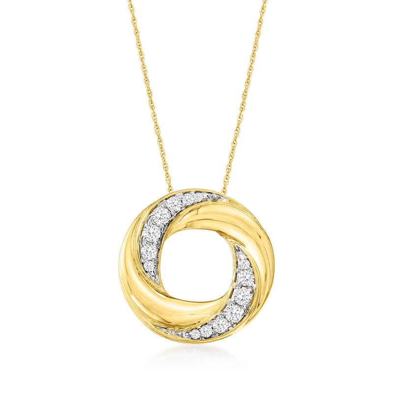 .50 ct. t.w. Diamond Twisted Circle Necklace in 14kt Yellow Gold. 18&quot; image number 1