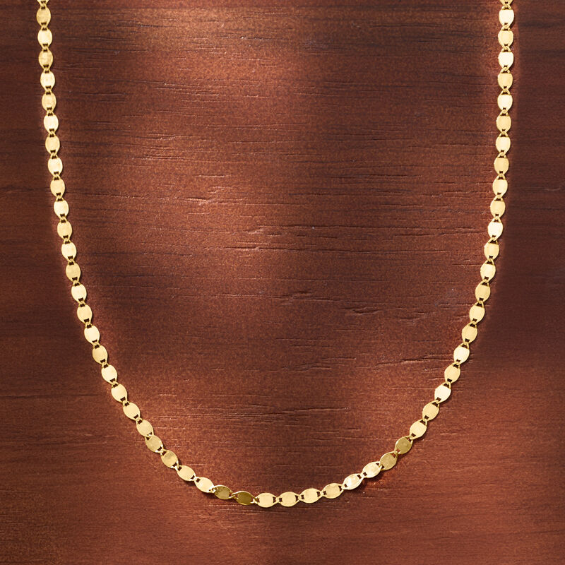 2.3mm 14kt Yellow Gold Mirror-Link Necklace image number 4