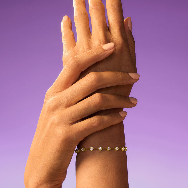 2.00 ct. t.w. Bezel-Set Lab-Grown Diamond Station Bracelet in 14kt Yellow Gold image number 5