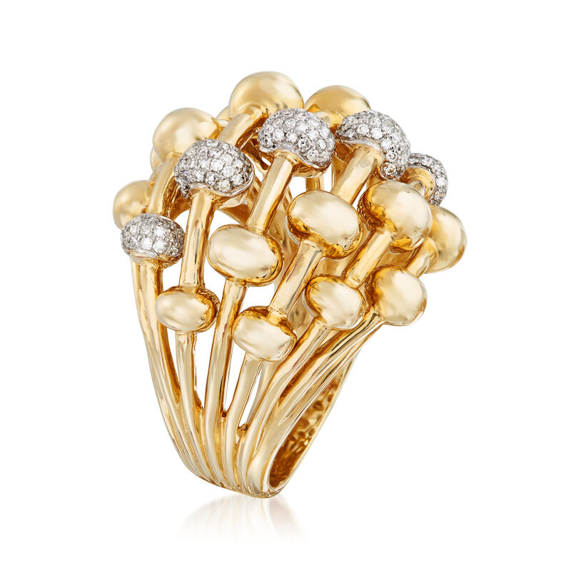 .46 ct. t.w. Diamond Beaded Dome Ring in 14kt Yellow Gold image number 2