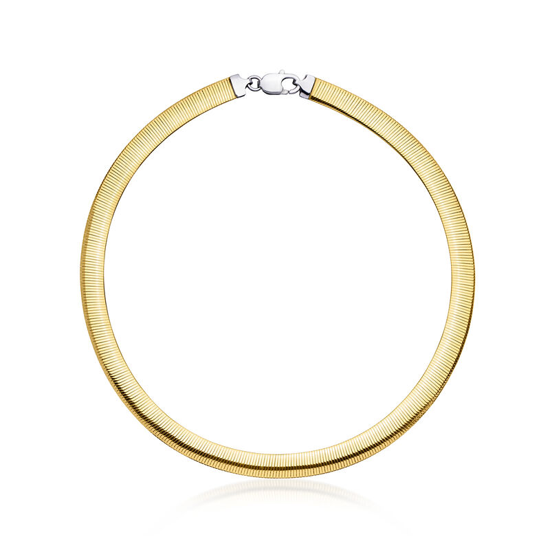 Italian 8mm Silver and 14kt Gold-Plated Reversible Omega Necklace image number 0