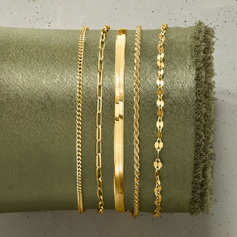 Italian 18kt Gold Over Sterling Jewelry Set: Five Chain Bracelets image number 8