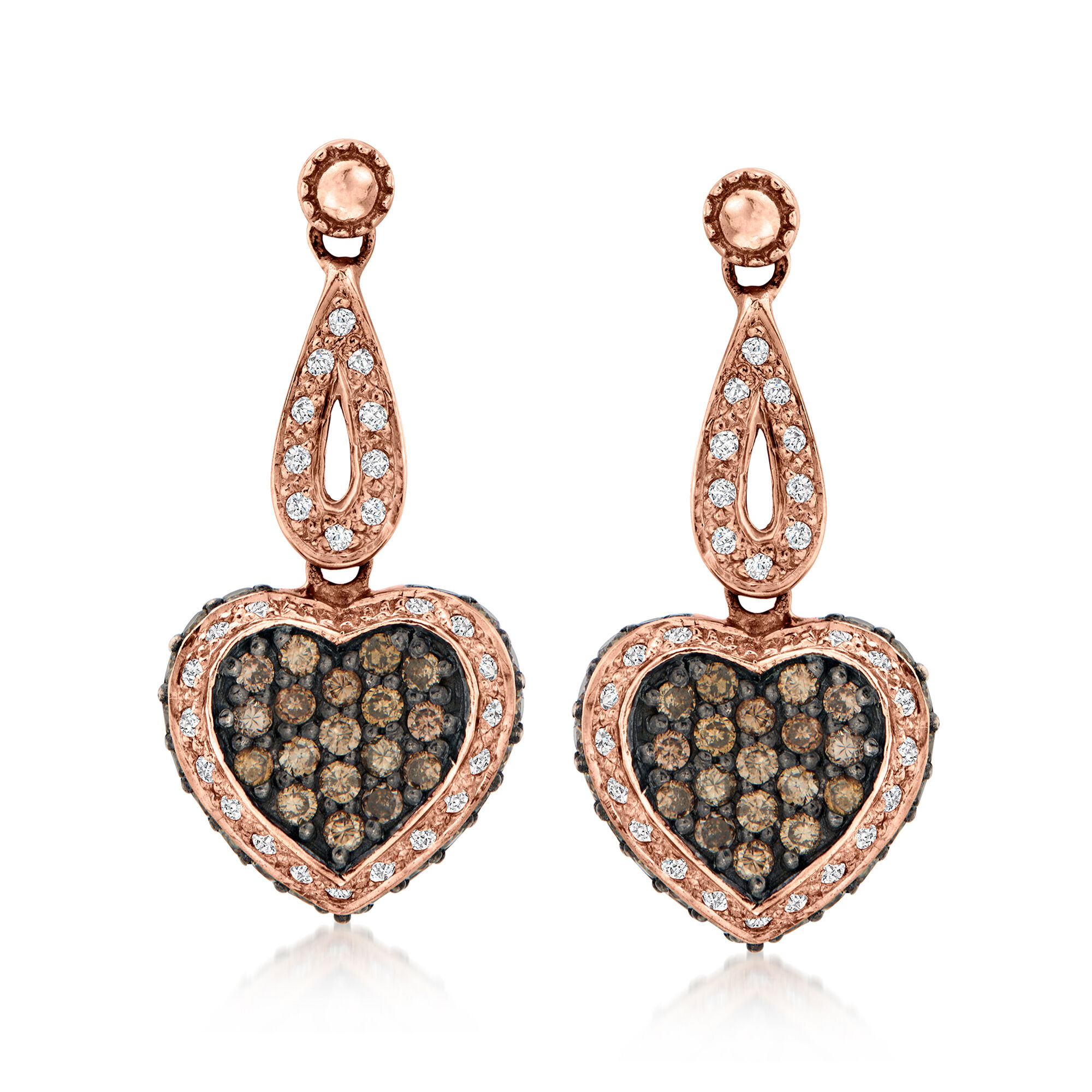 Le Vian .95 ct. t.w. Chocolate Diamond Heart Drop Earrings with .26 ct. t.w. Vanilla Diamonds