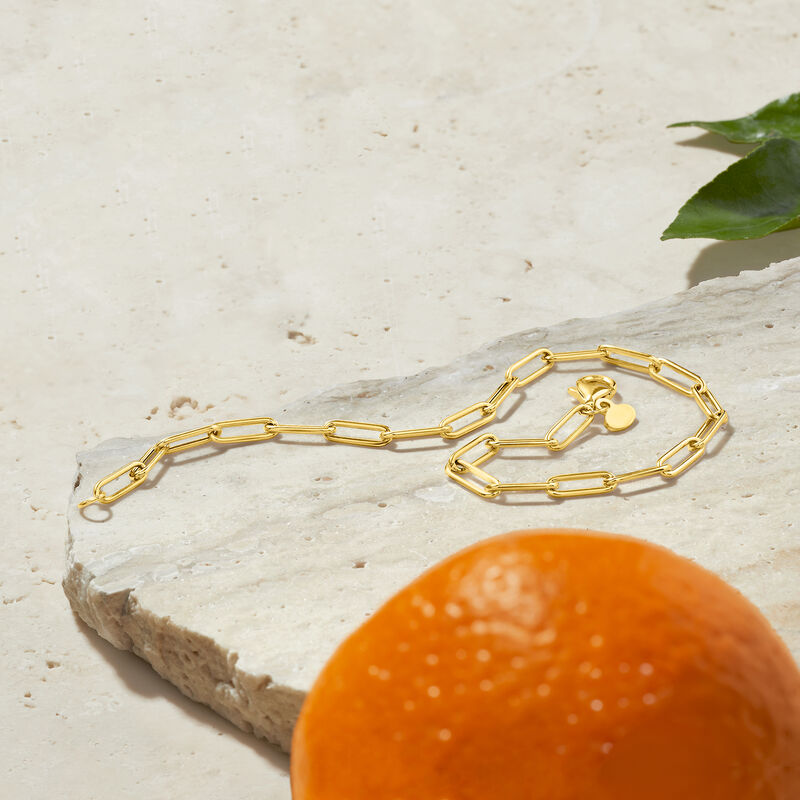 Italian 18kt Yellow Gold Paper Clip Link Bracelet image number 3