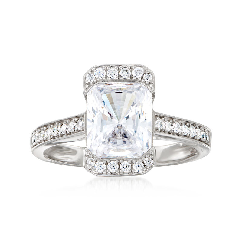 2.90 ct. t.w. CZ Rectangle Ring in Sterling Silver image number 0
