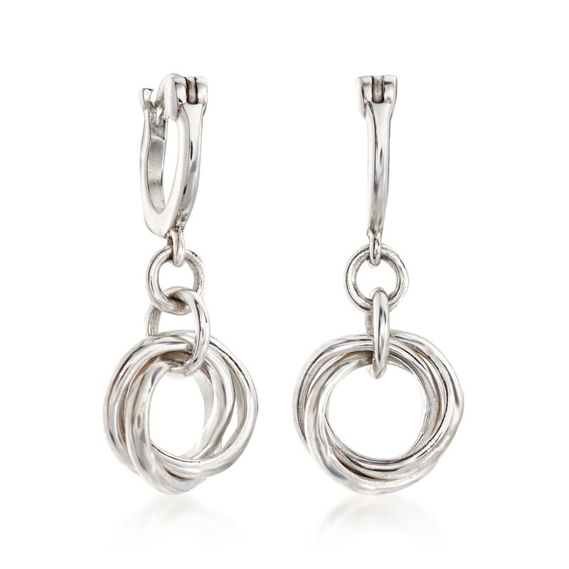 Zina Sterling Silver &quot;Contemporary&quot; Rolling Ring Drop Earrings. 3/4 image number 2